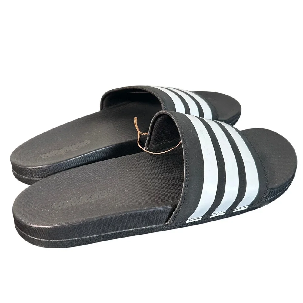 Adidas Adilette Comfort Slides Black White Mens 12 Womens 13 JS4313 Sandal
